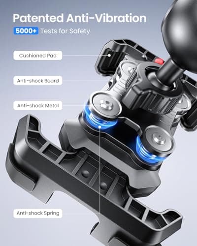 LOXP Anti-Shake Motorcycle Phone Mount - 2026 Dual Vibration Dampener, Universal Bike Phone Holder for iPhone 17/16/15/14/13 Series & Android 4.7-7”, Handlebar Mount for Bicycle/Motorbike/Scooter - Thumbnail 2