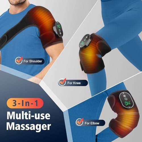 Cordless Heated Knee Brace for Pain Relief, Rechargeable Heating Knee Brace Shoulder Brace Support with 6 Heating Levels & 3 Timer,3 in 1 Heated Knee Pad for Shoulder Elbow - Thumbnail 5