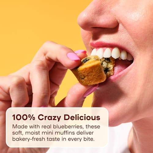 Muffinful Triple Blueberry Mini Muffins – Bakery Fresh Bite-Sized Treats – 60 Muffins Total (15 Packs of 4) – Less Sugar, Nothing Artificial, Individually Wrapped - Thumbnail 4