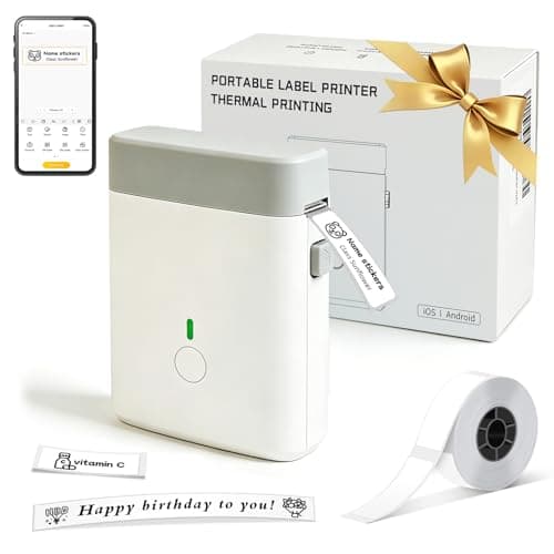 ORGBRO Label Maker Machine with Tape, Portable Bluetooth Label Printer for Home Office Organization, Support Pre-Cut & Continuous Labels, Inkless Thermal Small Labeler for School Kitchen, DX1-White - Image 1