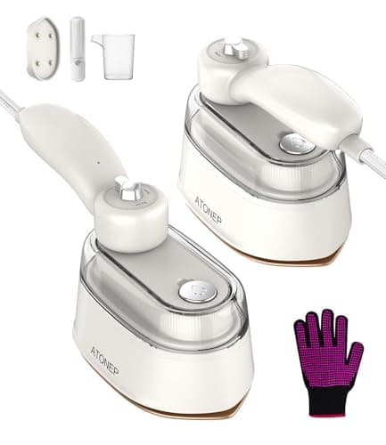 ATONEP Portable Travel Steamer for Clothes, 2-in-1 Steamer & Iron for Clothes, Handheld Rotatable Garment Steam Iron, 1100W 10S Fast Heat Up for Wrinkle Remover for Dress Shirts for Home 110-120V