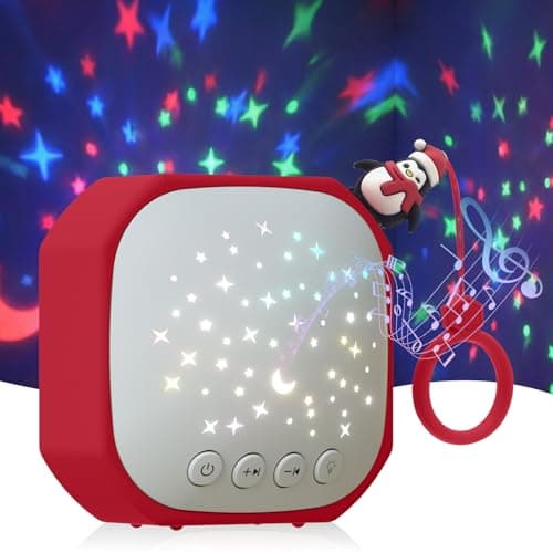 Portable Sound Machine for Baby Sleep Aid Relaxation | White Noise Machine with Star Projector | Calm Soother Music Sound with Hook for Nursery, Travel, Bedroom,Christmas Holidays Gifts (Penguin) - Image 1