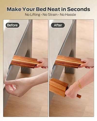 VividPulse Mattress Lifter Tool (2PCS), Acacia Wood – Heavy Duty Bed Lifter with Ergonomic Handle, One-Hand Operation Mattress Wedge for Changing Sheets, Lifting Mattress Corners & Tucking Bedding - Thumbnail 6