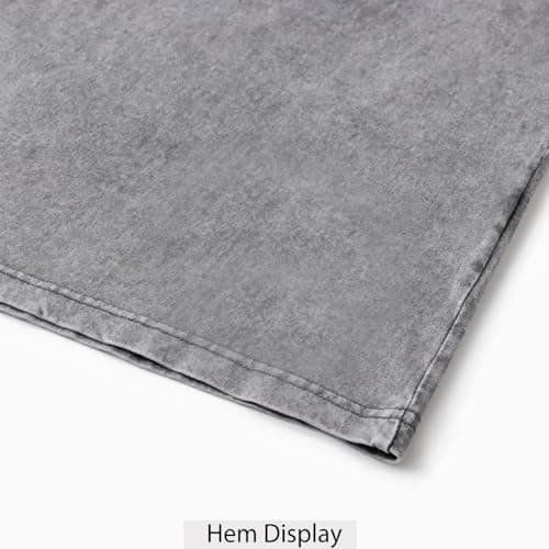 Zukela Grey Men's Oversized Vintage Acid Wash Cotton Shirts Unisex Loose Fit Short Sleeve Casual Drop Shoulder Tops Tees S - Thumbnail 4