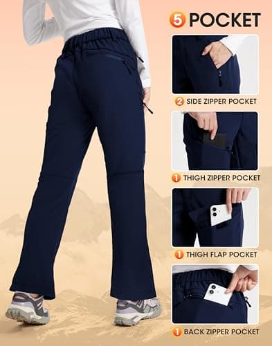 INYOTRAK Womens-Snow-Ski-Pants-Fleece-Lined-Water-Resistant Insulated Thermal Flare Warm for Snowboard Winter Hiking navy L - Thumbnail 6
