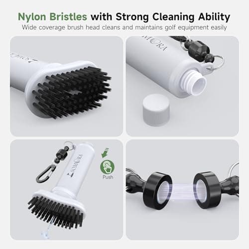 SOMORA Pro Golf Club Cleaner Water Brush - Golf Accessories for Men, Squeeze Bottle Cleaning with Nylon Bristles Head - Golf Clubs Brush with Magnetic Retractable Clip - Thumbnail 6
