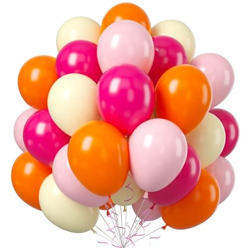 Balloons Pink Orange Yellow, 50PCS Pink Yellow Orange Balloon Arch Kit, Latex Party Balloons for Birthday Decoration Wedding Baby Shower Engagement Balloons Decoration Party Supplies