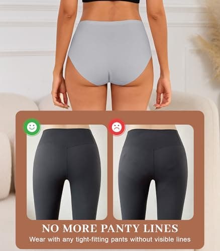 ETOSELL Women's Seamless Underwear High Waisted No Show Panties Full Coverage Silky Stretch Briefs Soft Comfort 6 Pack - Thumbnail 6
