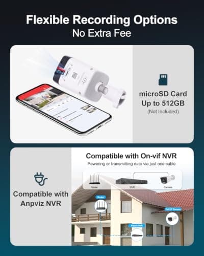 Anpviz 4K 8MP PoE Bullet Camera Outdoor, Human Vehicle Detection, Color Night Vision, Wired IP Security Camera with Audio for Home Driveway Business, 127° FOV, IP67, WDR, SD Card Slot, IPC-B1083WD-S - Thumbnail 4