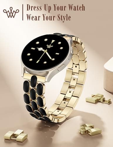 Wearlizer Metal Bracelet Compatible with Samsung Galaxy Watch 7 Band 6 5 4 Active 2 FE 40mm 44mm/Watch 6 4 Classic/5 Pro/3, 20mm Enamel Dressy Stainless Steel Strap for Samsung Watch Bands Women - Thumbnail 2