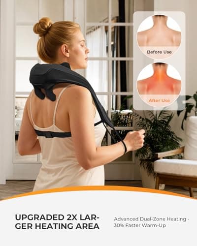 CooCoCo FSA Eligible Cordless Neck Massager - Upgraded Back Massager for Pain Relief Deep Tissue, Shoulder Massager with Heat, 6D Shiatsu Kneading, HSA Store Massager Gifts for Mom Dad - Thumbnail 6