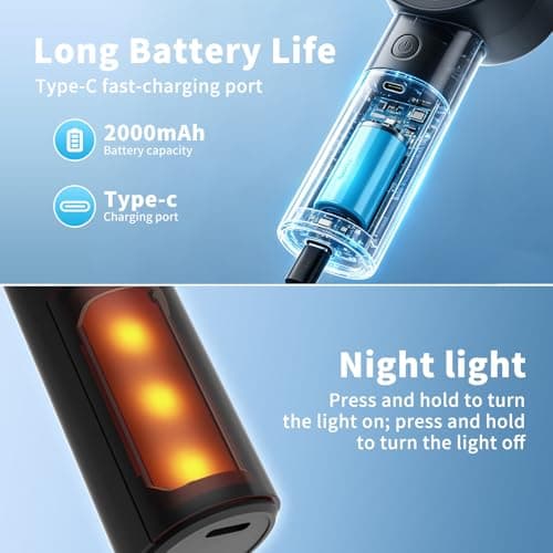 Portable Mini handheld Personal Fan with Night Light,5 Speeds,Rechargeable - Thumbnail 4