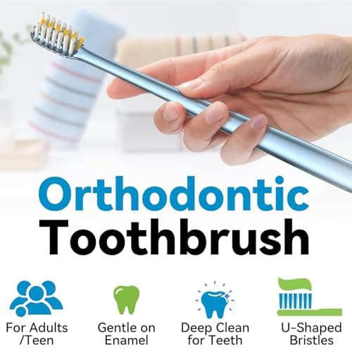 JTF Orthodontic Manual Toothbrush for Braces: 6 U-Shaped Tooth Brush with 6 Interdental Brushes, Ultra-Durable Bristles for Stain Removal and Deep Oral Clean, Toothbrushes for Tooth with Dental Device - Thumbnail 2