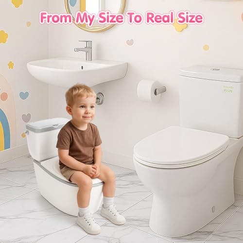 TOSGN 3-in-1 Toddler Potty Training Toilet, for Ages 6 Months+, Realistic Potty Training Seat with Flushing Sound, Wipes Storage, Toilet Paper Holder - Thumbnail 2