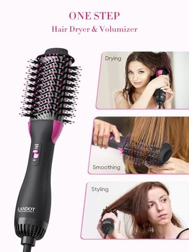 One-Step Hot Hair Blow Dryer Brush, Easy Salon-Style Blowouts, Less Frizz, More Shine, 3 Temps 2 Speeds, 60mm Barrel - Thumbnail 4
