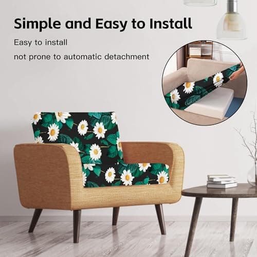 MRGSDL 8Pcs Patio Cushion Covers,Outdoor Cushions Covers,Stretch Cushion Covers Replacement, Washable and Reusable Furniture Protectors(Daisy) - Thumbnail 5