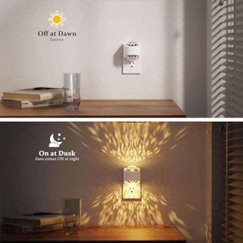 JandCase Night Lights Plug into Wall, 3000K Soft White Star Projector Night Light, Automatic Galaxy Nightlight Plug in with Light Sensor for Bathroom Hallway Room Decor - Thumbnail 3