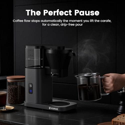 Kismile SCA-Certified 8 Cup Drip Coffee Maker, Pour Over Coffee Machine with 3s Instant Heat 197–205℉, Adjustable Flow Control, Removable Water Tank, Deep Cold Brew & 40 Min Keep Warm (Dark Grey) - Thumbnail 3