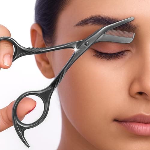 Eyebrow Trimming Scissors with Combs, Eyebrow Cutter Hair Removal Eyebrow Scissors,Eye brow razors, Eyebrow trimmer for women,Gifts For Men Women Stocking Stuffers (Black) - Image 1