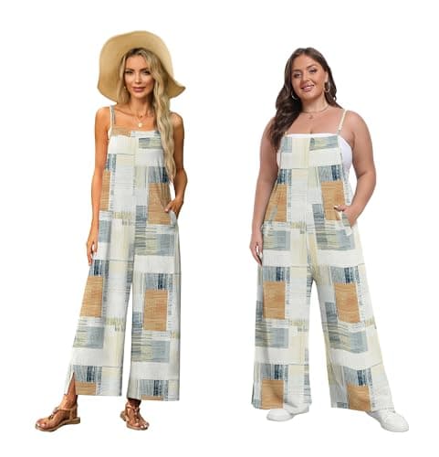 Lepunuo Plaid Jumpsuits for Women Casual Rompers Summer Boho Jumpers Rompers Loose Fit Grils Baggy Overalls XS-5XL - Thumbnail 5