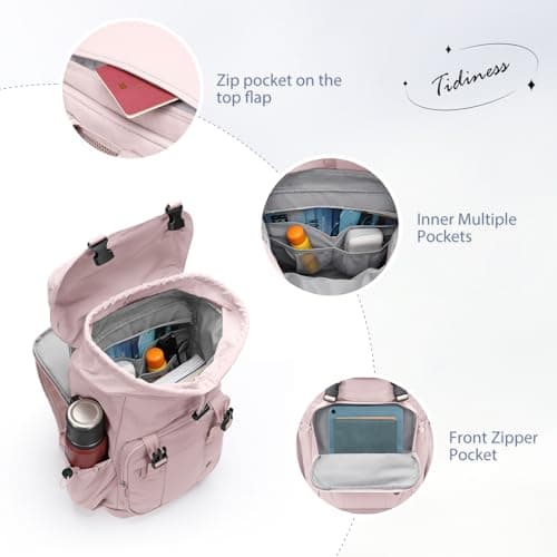 GOLF QUALITY Laptop Backpack for Women Vintage Travel Backpack Purse Casual Daypacks for Men Fashion Teacher Nurse Bag for Work Business College, Fits up to 15.6Inch Notebook,Pink - Thumbnail 5