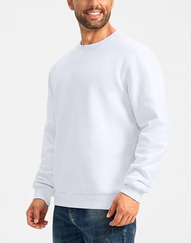 G Gradual Sherpa Lined Sweatshirts for Men Fleece Crewneck Sweatshirt Pullover Warm Shirts for Winter, White, Medium - Thumbnail 3