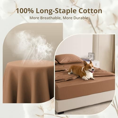 Queen Fitted Sheet Only with Drawstring and 360° Elastic for Tight Fit, 100% Long-Staple Cotton Dual-Lock Fitted Queen Sheet, Luxury Soft and Comfort, 1000 TC, Deep Pocket Fits 8" to 16" Mattress - Thumbnail 6