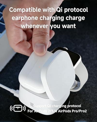Screenovate 4-in-1 Wireless Charging Station, 15W Fast Charging with Adjustable Night Light, Multi Device Charging Station, Compatible with iPhone 15/14/13/12 Series, Apple Watch, AirPods – White - Thumbnail 2