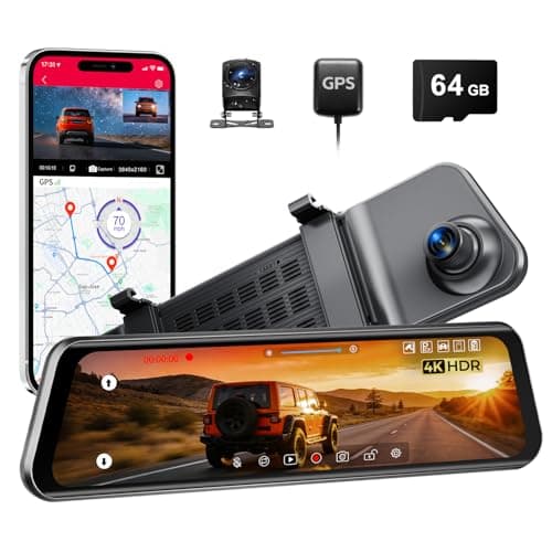 LINGDU 12" Mirror Dash Cam, 4K UHD Front and 2.5K Rear View Dash Camera for Car, with ADAS BSD LCA Smart Mode, GPS, G-Sensor, Loop Recording, Parking Monitor, Voice Control, 5.8GHz WiFi - Image 1