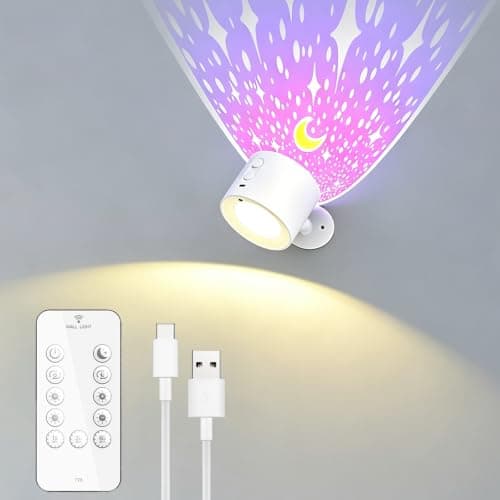 LED Reading Light with Remote Control, 3 Color Temps & Stepless Dimming Night Lights, 360 Magnetic Rotation, USB Rechargeable Projection Lamp with Timer for Bedside Night Reading Kids Room Decor - Image 1