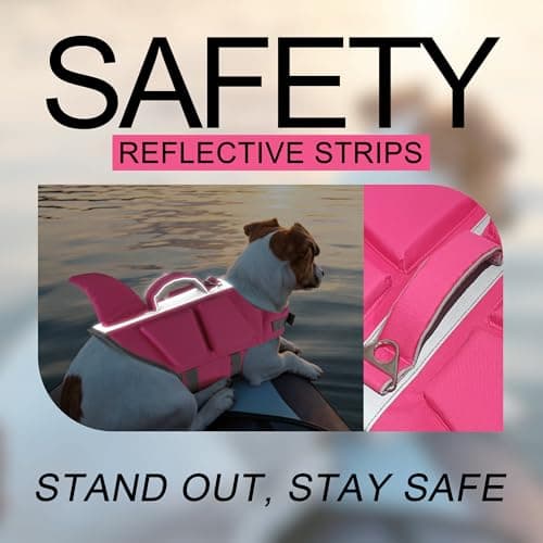 Dogcheer Dog Shark Life Jacket with Extra Foam, High Buoyancy Dog Life Vest with Rescue Handle for Swimming Boating, Reflective Adjustable Puppy Swim Vest for Small Medium Large Dogs, Pink - L - Thumbnail 5