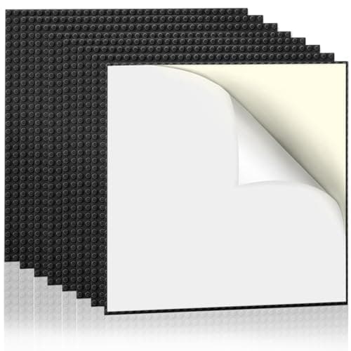 Lekebaby 8 Pack Peel and Stick Building Base Plates, 10"x10" Classic Self-Adhesive Building Boards - 100% Compatible with All Major Brands of Toy Building Sets,Sturdy Stacking Play Table Top,Black