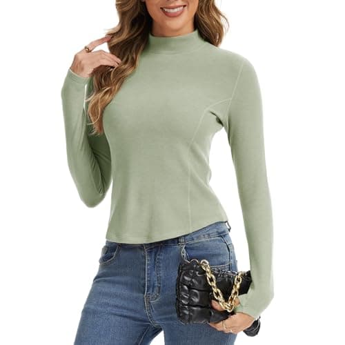 Thermal Shirts for Women Long Sleeve Fleece Tops Running Workout Compression Base Layer Cold Weather for Ski