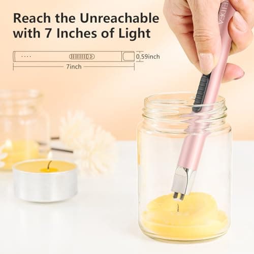 REIDEA Candle Lighter Long USB Rechargeable Arc Windproof Flameless with Safety Switch Buttom for Home Kitchen BBQ Camping Stove - Thumbnail 2