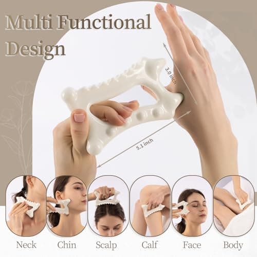 InfiniteRelax Ceramic Body Gua Sha Tools, Advanced Trigger Point Massage Tools, Korean 괄사 Gua Sha Facial Tools, Lymphatic Drainage Tools Gifts for Mother Women Men(Dual Row Style) - Thumbnail 5