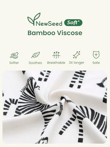 NewSeed Unisex Infant Neutral Zipped Footies, Viscose from Bamboo 2-Way Zipper Romper Outfit, 0-24 Months One-piece Jumpsuit (Zebra, 9-12M) - Thumbnail 6
