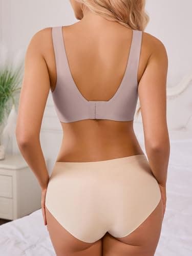 Aoysky Womens V Bras Wireless Criss Cross Comfortable Bra No Underwire Bras Tshirt Push Up Bralettes Plunge Seamless Bra Nude - Thumbnail 3