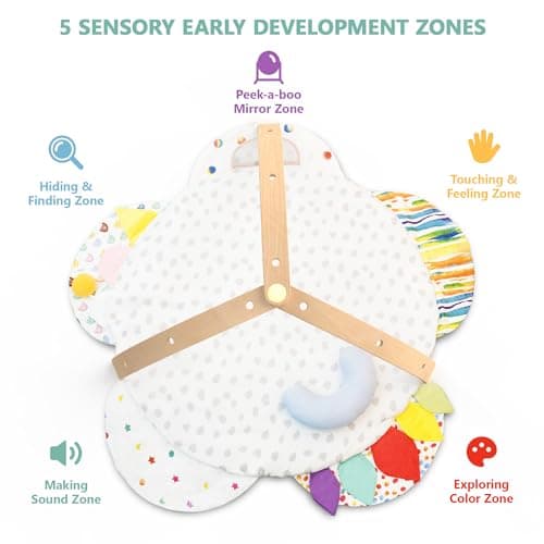 Wooden Baby Activity Gym with Detachable Sensory Toys | Montessori Developmental Play Gym for Infants | Wooden Frame Baby Toy | Foldable Baby Gym - Thumbnail 2