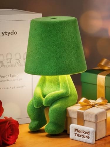 ytydo Human-Shaped Rechargeable Table Lamp: Flocked Texture - Softer Look & Warmer Presence for Birthday Holiday Gifts & Stylish Decorative Corners - Dimmable 3 Color Temps - Image 1