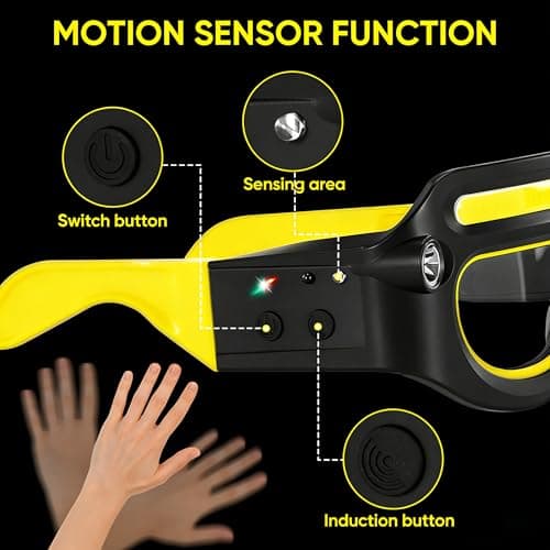 NIRIAHO Adjustable Headlamp Glasses with Motion Sensor Rechargeable Headlight Safety Glasses for Camping Hiking Fishing Cycling (Yellow) - Thumbnail 4