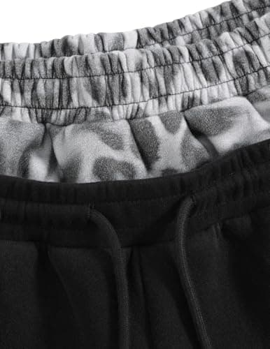 Aelfric Eden Leopard Double Waist Baggy Sweatpants Wide Leg Trouser Casual Lounge Pants with Pockets Unisex Black M - Thumbnail 6