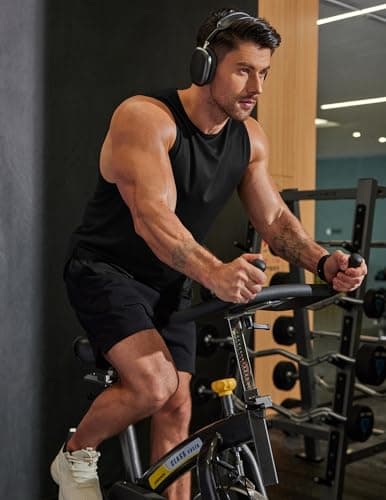 COOFANDY Black Tank Top Men Athletic Training Seeveless Shirt Muscle Gym Clothes Lightweight Jogging Tee Shirts Running - Thumbnail 3