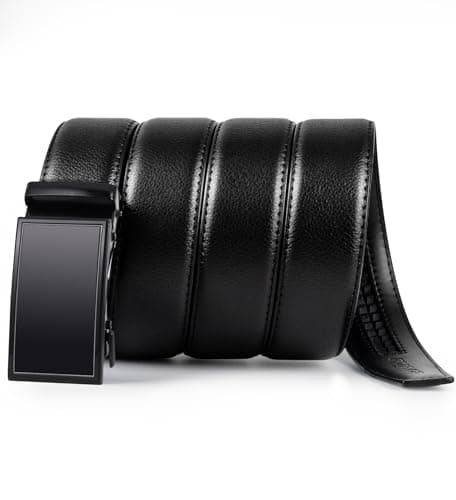 Truyis Leather Ratchet Belts For Men,Slide Ratcheting Belt 2 Pack,Adjustable Click Dress Belt - Thumbnail 4