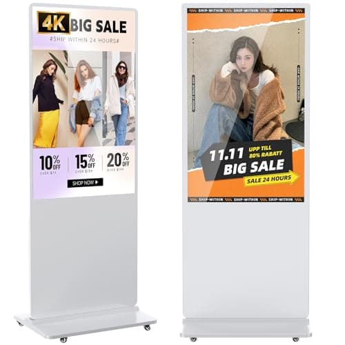 YCKJNB 55 inch Indoor Digital Signage 4K UHD LCD Screen IPS Floor Standing Digital Kiosks Interactive Displays with WiFi HDMI/USB Input Auto AD Player, Android OS White