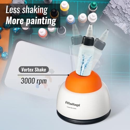Flowmangol Vortex Mini 3000 Paint Shaker for Airbrush Acrylic Paint, Miniature Model Paint Mixer with Mixing Balls & Empty Dropper Bottles - 30 ml for Hobbies, Nail Gel Polish, Ink, Eyelash Glue - Thumbnail 2