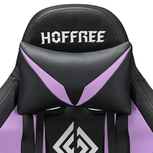 HOFFREE RGB Gaming Chair with Speakers Massage Computer Gaming Chair with LED Lights and Footrest High Back Video Game Chair for Adults Purple and Black - Thumbnail 5