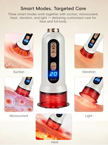 5-in-1 Body Sculpting Machine – Gua Sha & Cupping Vacuum Massage Device, Lymphatic Drainage Massage, Anti-Cellulite Tool & Skin Firming Care for Face, Belly, Arms, Legs, Waist & Love Handles-white - Thumbnail 3