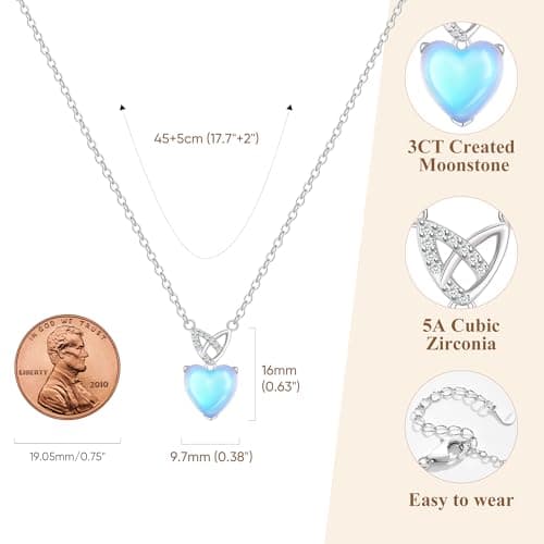Myfresty 925 Sterling Silver Moonstone Necklace New Beginnings, Moonstone Jewelry June Birthstone Necklace for Women, Inspirational Graduation Gifts for Daughter Best Friend Mom Birthday Gifts - Thumbnail 6
