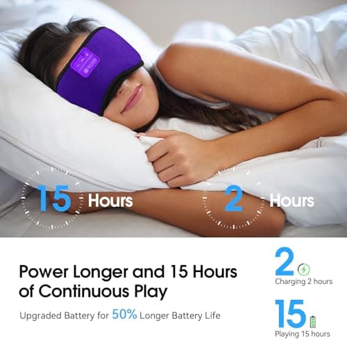 LOVE EYE Sleep Headphones Bluetooth 5.4 Sleeping Eye Mask Wireless Music Earphones with HD Speakers for Side Sleepers Total Blackout Cotton Mask for Travel, Home, Office, Unique Gifts - Thumbnail 4