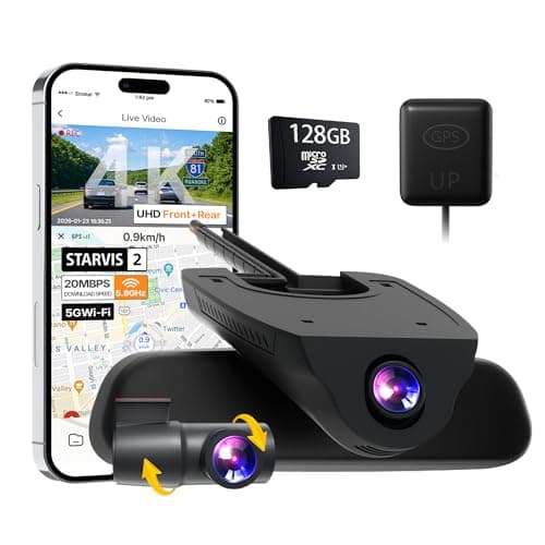 ONESTOPGUARD 4K Front +1080P Rear Dash Cam,STARVIS 2 Sensor,HDR Night Vision Dash Camera,G-Sensor,OEM-Look for Cars,Parking Mode,GPS,5G WiFi & APP,128GB,Black